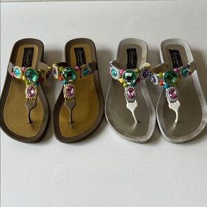 Two pairs of Colorful Beaded Sandals